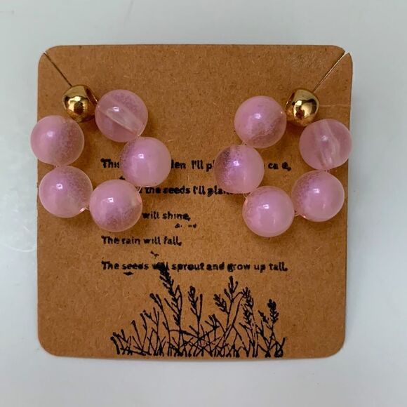 🌸Cutie Pink  Glass Hoops - Picture 5 of 6